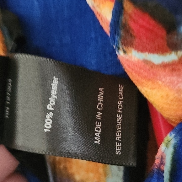 Ali Miles Colorful Abstract Patterned Coat Bell Sleeve Career Artsy Contemporary - Picture 10 of 12